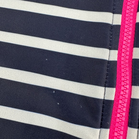 Gap Kids Girl Long Sleeve Rash Guard Swimsuit Navy White Stripe Zip Up Size XL - Picture 5 of 9